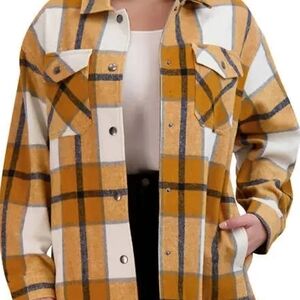 HFX Women's Plaid Button-Up Shacket Sz XL New With Tags